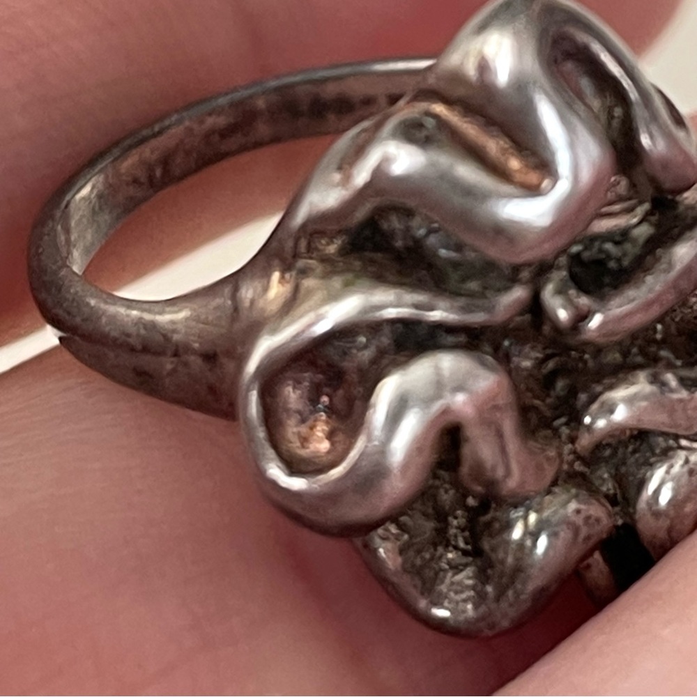 Vintage Israel stamped 925 sterling silver Brutalist freeform ring sz 6.5 - Picture 10 of 16